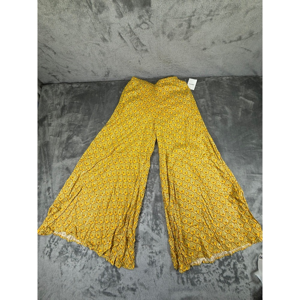 Forever 21 Womens Gold Multi Geometric Metallic Wide Leg Palazzo Pants XS NWT